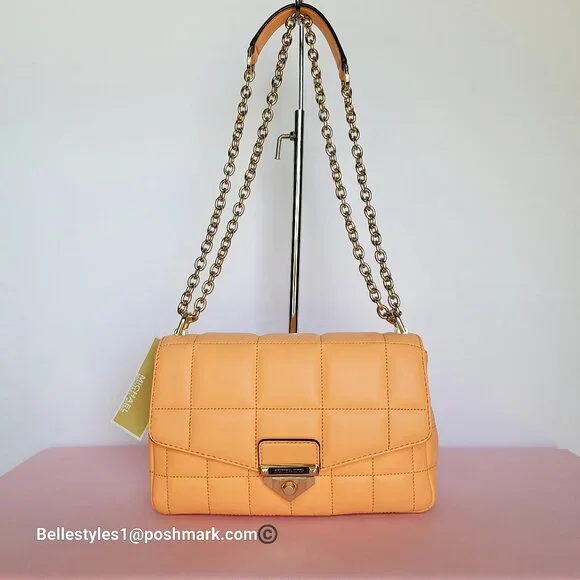 MICHAEL KORS Soho Quilted Smooth Leather Shoulder Bag- Cantaloupe color ⭐